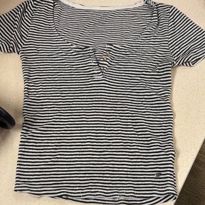 Striped Black and White American Eagle Women's Top